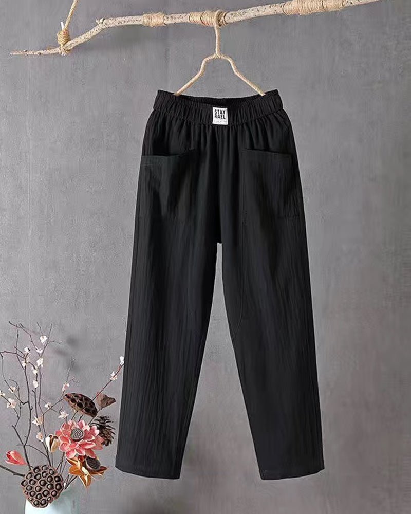 Ariella | Cotton and Linen High - Waisted Pants - MORI