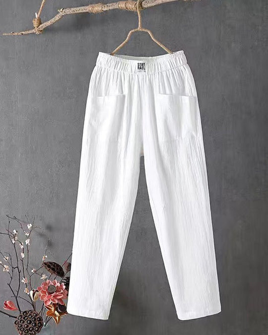 Ariella | Cotton and Linen High - Waisted Pants - MORI