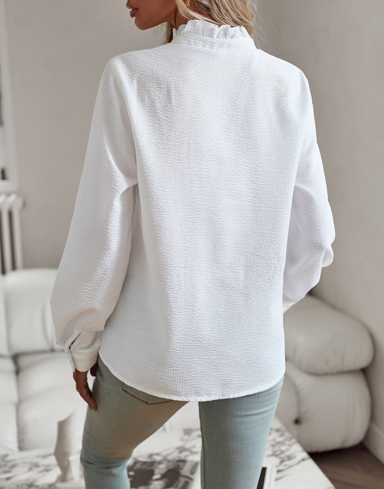 Lisbeth | Long-Sleeved Blouse with Cuff Collar - MORI