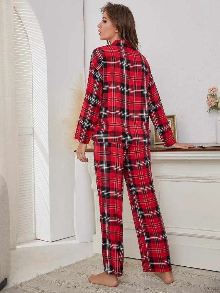 Yara | Women's Red Plaid Pajama Set - MORI